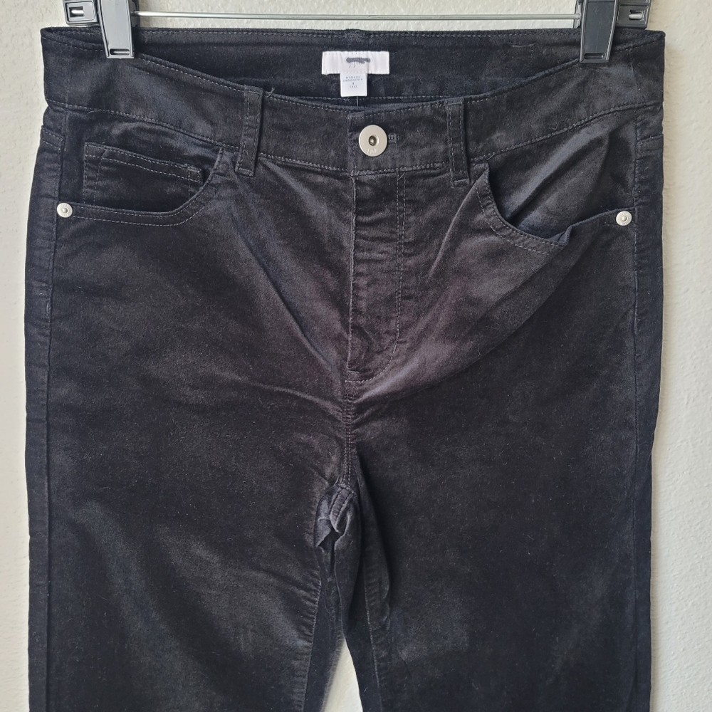 J. Jill Straight Leg Velvet Pants Size 6 Tall Color Black NWT - Picture 2 of 8